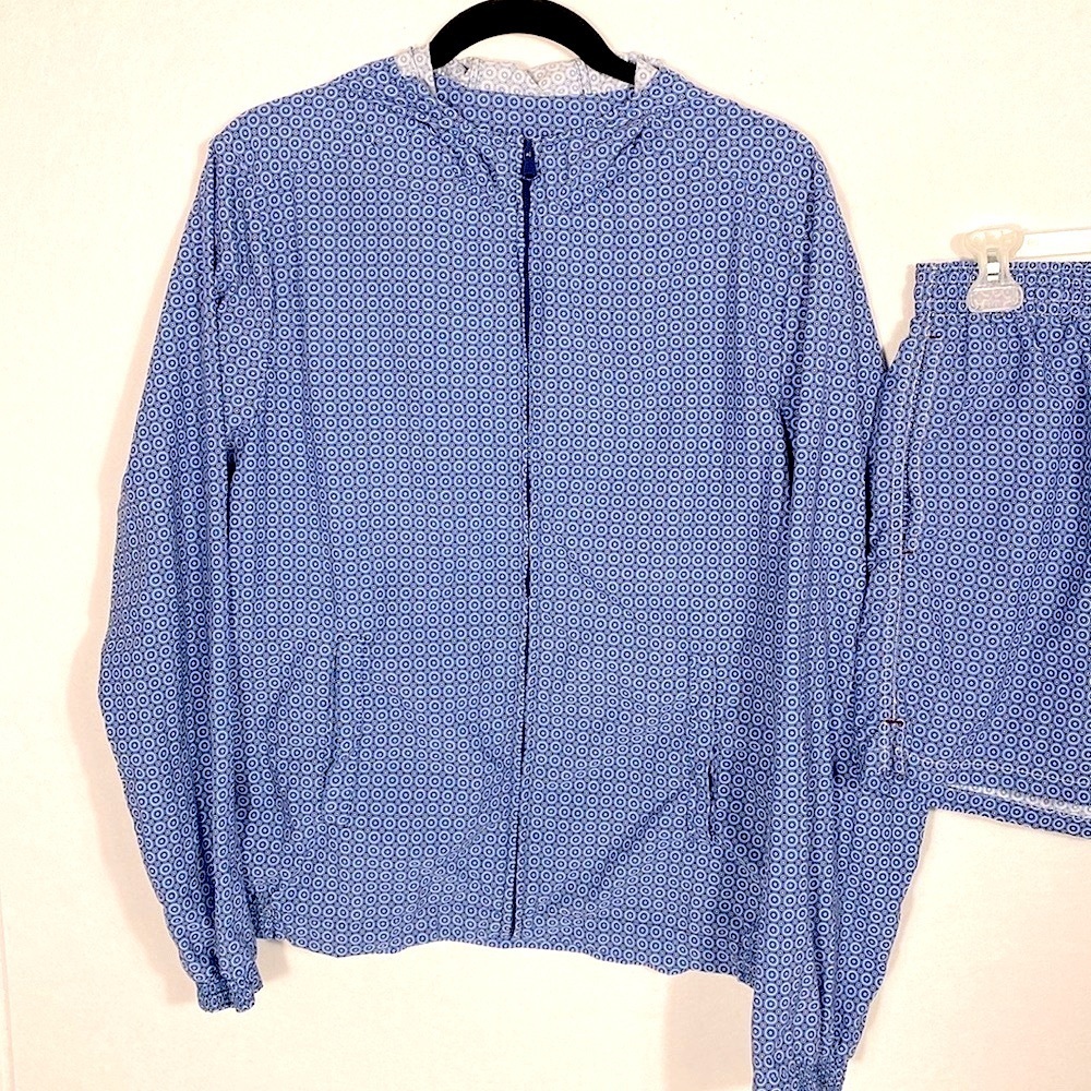 Roda Blue Patterned Apparel Lightweight Hooded Ja… - image 7